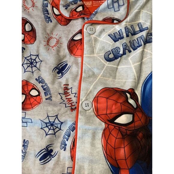 Spiderman Boys Pajama Set 2-Piece Coat Style Sleepwear  Size 5 7 8 12 NWT - Picture 10 of 12